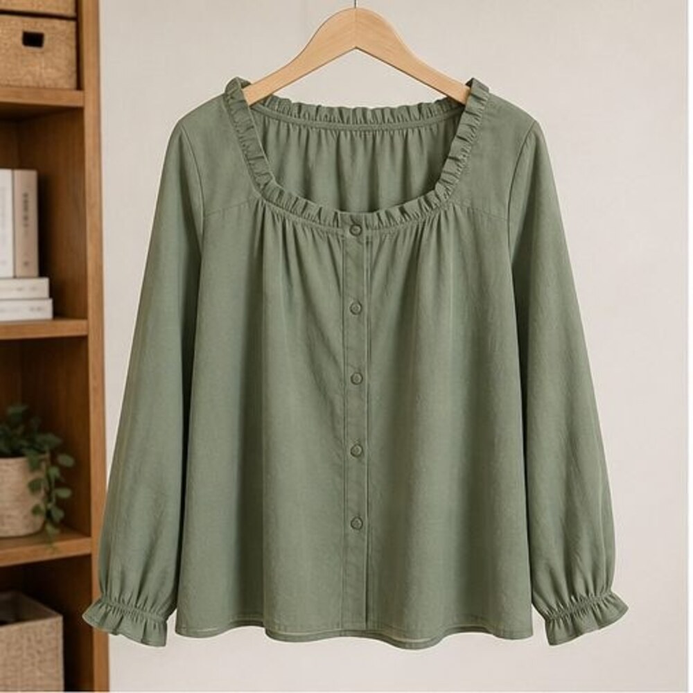 Sage Smocked Top